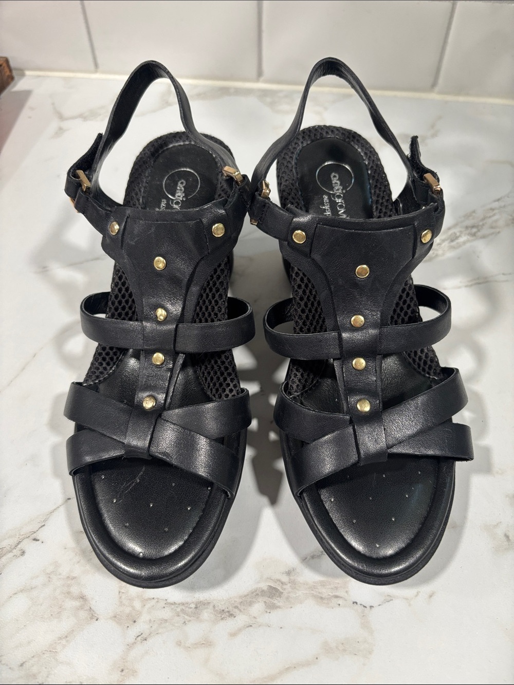 Easy Spirit Antigravity Black Studded Strappy Slingback Sandals-New Without Box